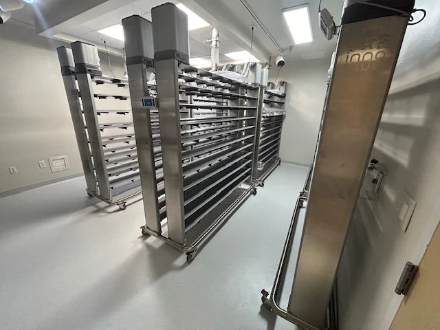 Rodent housing racks in the MuriPhys Durham vivarium